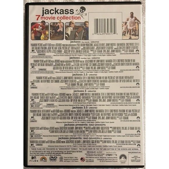 Jackass 7 Movie Collection (DVD) - Front of case wrinkled. DVD’s in good shape - Picture 2 of 10